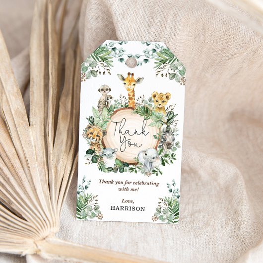 Rustic Greenery Safari Jungle Animals Vielen Dank Geschenkanhänger