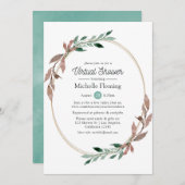 Rustic Greenery Virtual Baby oder Brautparty Einladung (Vorne/Hinten)