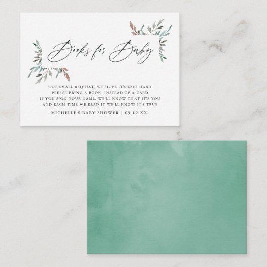 Rustic Greenery Winter Baby Shower Buchanfrage Begleitkarte (Vorne/Hinten)