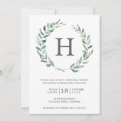 Rustic Greenery Wreath Monogram Rehearsal Dinner Einladung (Vorderseite)