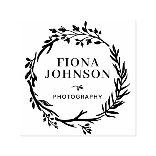 Rustic Greenery Wreath Personal Profession Permastempel (Design)