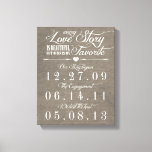 Rustic Grey Burlap Story Wedding Date Leinwand<br><div class="desc">Diese maßgeschneiderte Leinwand ist das perfekte Geschenk für Ihren großen Anderen. Dieser Artikel zeigt einen rustikalen grauen Einbruch-Look Hintergrund mit der Überschrift "Jede Liebe Geschichte ist schön, aber unsere ist mein Favorit". Passen Sie die Termine mit dem Tag an, an dem Sie sich kennengelernt haben, dem Tag, an dem Sie...</div>