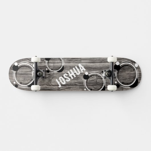 Rustic grey timber background Skateboard (Horizontal)