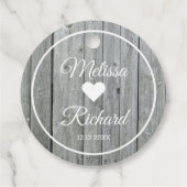 Rustic Grey Wood Wedding Vielen Dank Geschenkanhänger (Rückseite)