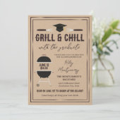 Rustic Grill & Chill Graduation BBQ Party Einladung (Stehend Vorderseite)