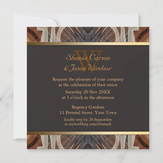 Rustic Grooves Monogram Wedding Einladung (Rückseite)