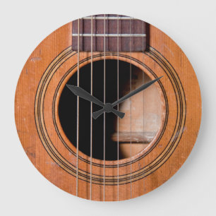 Rustic guitar große wanduhr