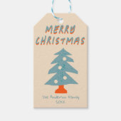 Rustic Hand Drawn Blue Christmas Tree Funky Geschenkanhänger (Vorderseite)