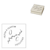 Rustic Hand-Drawn Initials & Branch Stamp Gummistempel (Stempel)