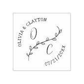 Rustic Hand-Drawn Initials & Branch Stamp Gummistempel (Prägung)