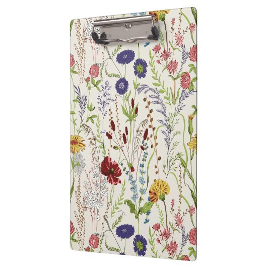 Rustic Hand-Drawn Meadow Wildflower Klemmbrett (Links)