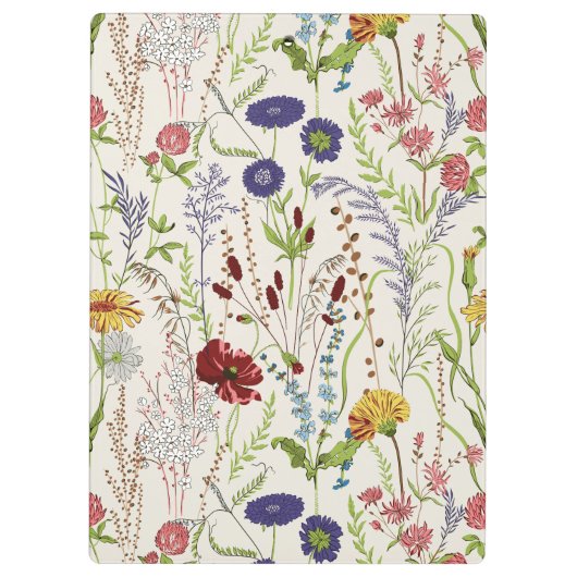 Rustic Hand-Drawn Meadow Wildflower Klemmbrett (Rückseite)
