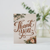 Rustic Hand Lettering danke Ihnen Hochzeit Postkarte (Stehend Vorderseite)