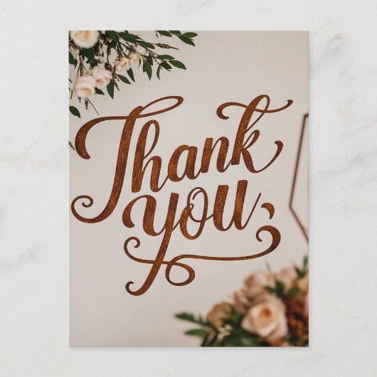 Rustic Hand Lettering danke Ihnen Hochzeit Postkarte (Vorderseite)