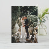 Rustic Hand Lettering Wedding Foto Dankeskarte (Stehend Vorderseite)