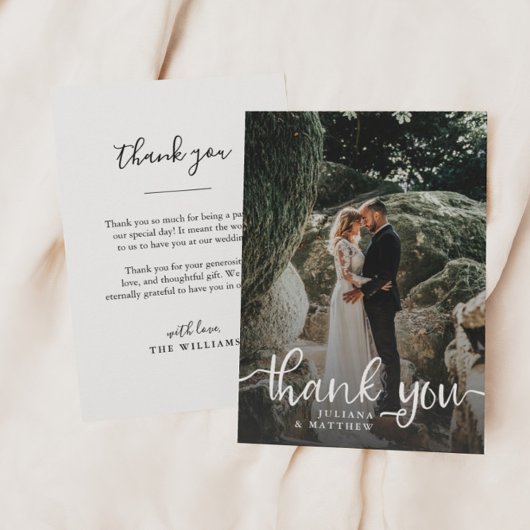Rustic Hand Lettering Wedding Foto Dankeskarte