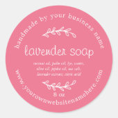 Rustic Handmade Lavender Soap Lemonade Pink Runder Aufkleber (Vorderseite)