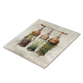 Rustic Hanging Herbs Grapes Watercolors Fliese (Seite)