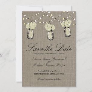 Rustic Hanging Mason Jar Hydrangea Save the Date