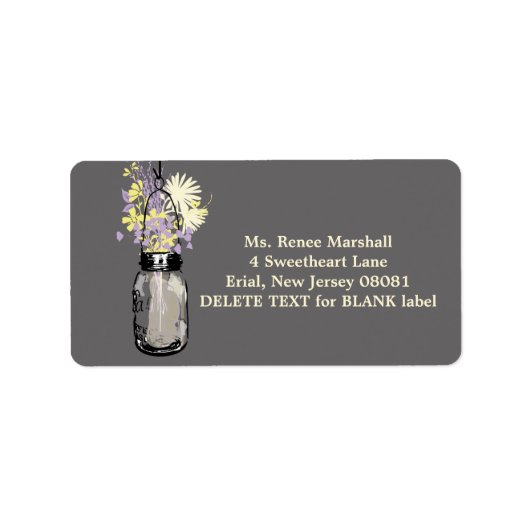 Rustic Hanging Mason Jar Wedding Adressaufkleber (Vorne)