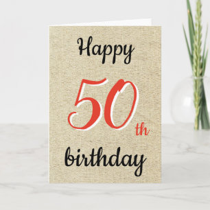 Rustic Happy Birthday Schriftzug 50. Geburtstagska Karte
