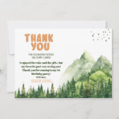 Rustic Happy Camper Erster Geburtstag Foto Zurück Dankeskarte (Vorderseite)