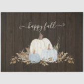 Rustic Happy Fall Script Dusty Blue White Pumpkins Seidenpapier (Vorderseite)