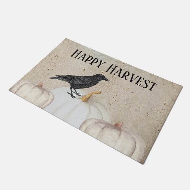 Rustic Happy Harvest Pumpkin Fußmatte (Schrägansicht)