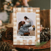 Rustic Happy Holiday Gingham Kariert Foto Card Einladung