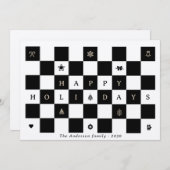 Rustic Happy Holidays Weihnachts Checkerboard Feiertagskarte (Vorne/Hinten)