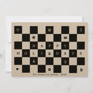 Rustic Happy Holidays Weihnachts Checkerboard Feiertagskarte