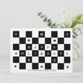 Rustic Happy Holidays Weihnachts Checkerboard Feiertagskarte (Stehend Vorderseite)