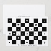 Rustic Happy Holidays Weihnachts Checkerboard Feiertagskarte (Vorne/Hinten)