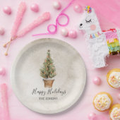 Rustic Happy Holidays Weihnachtsbaum Pappteller (Party)