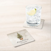 Rustic Happy Holidays Weihnachtsbaum Rechteckiger Pappuntersetzer (Vor Ort)