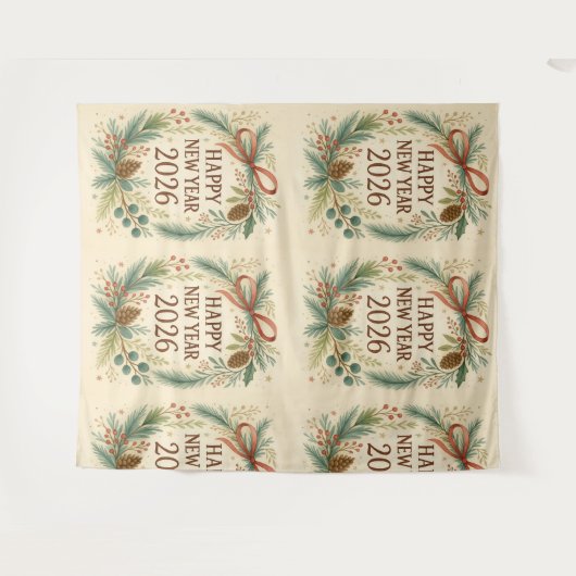 rustic happy new year 2026 party backdrop wandteppich (Vorderseite (Horizontal))