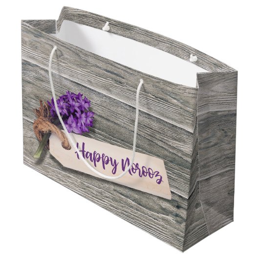 Rustic Happy Noroz Hyacinth - Große Geschenktasche Große Geschenktüte (Rückseite Schrägansicht)