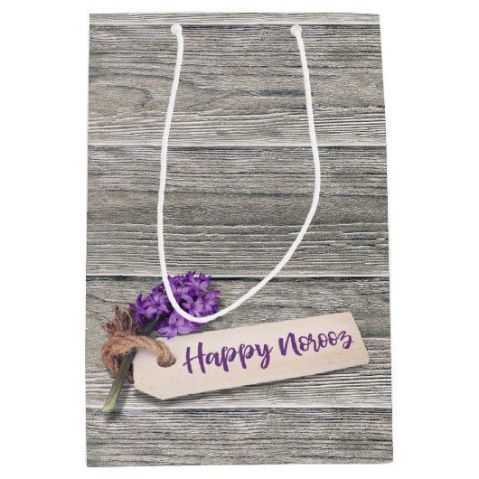 Rustic Happy Noroz Hyacinth - Medium Gift Bag Mittlere Geschenktüte (Vorderseite)