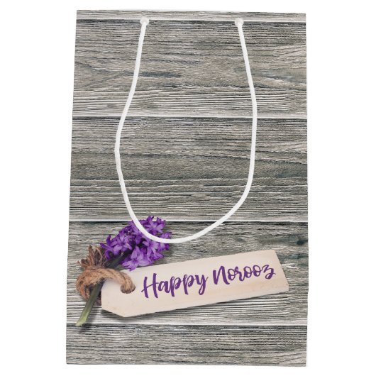 Rustic Happy Noroz Hyacinth - Medium Gift Bag Mittlere Geschenktüte (Rückseite)