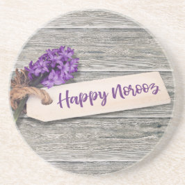 Rustic Happy Noroz Hyacinth - Sandstone Untersetze Sandstein Untersetzer