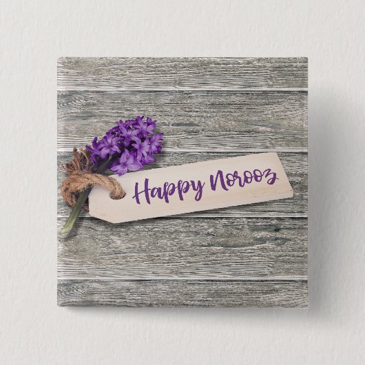 Rustic Happy Noroz Hyacinth - Schaltfläche Button (Vorderseite)