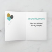 Rustic Happy Retirement Blue Balloons Card Karte (Innenseite)