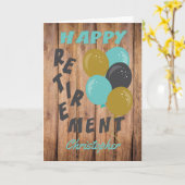 Rustic Happy Retirement Blue Balloons Card Karte (Gelbe Blume)