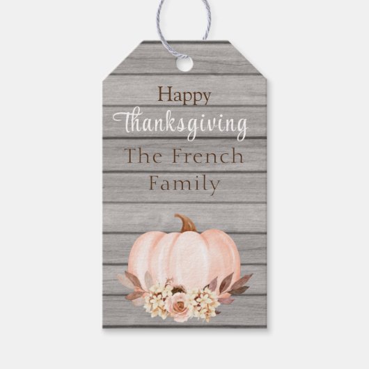Rustic Happy Thanksgiving-Geschenk-Tag Geschenkanhänger (Vorderseite)