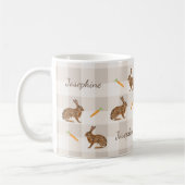 Rustic Hare And Carrots With Name Beige Gingham Kaffeetasse (Links)