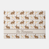 Rustic Hares And Carrots Beige Gingham Spring Fußmatte (Vorderseite)