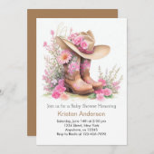 Rustic Hat and Boots Cowgirl Babydusche Einladung (Vorne/Hinten)