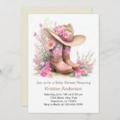 Rustic Hat and Boots Cowgirl Babydusche Einladung (Vorne/Hinten)