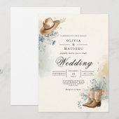 Rustic Hat Floral Romance Wedding Einladung (Vorne/Hinten)