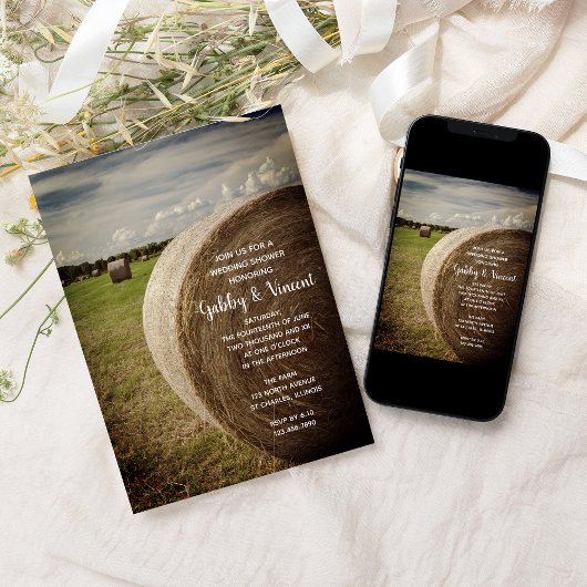 Rustic Hay Bales Ranch Polterabend Einladung